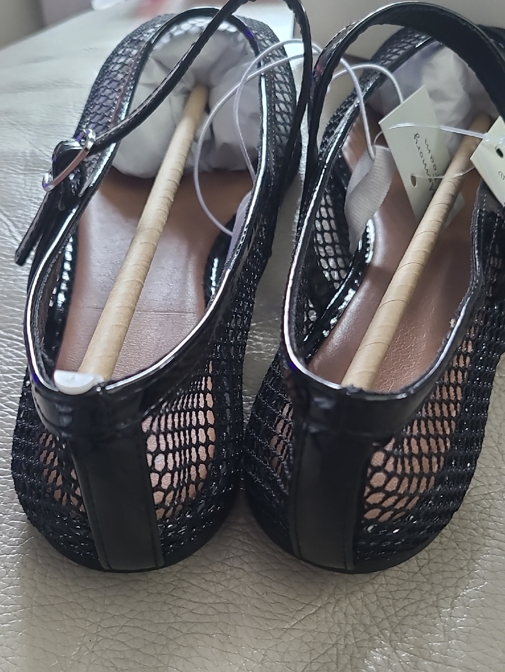 a new day Black Mesh Mary Jane Flats with White Lining - Picture 3 of 6